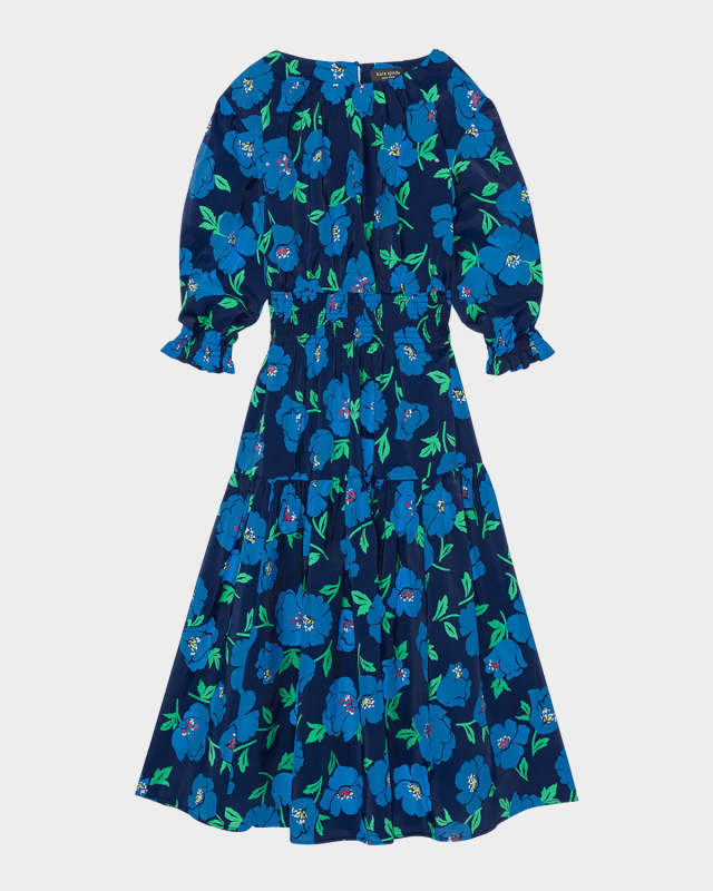 springtime blooms floral-print midi dress
